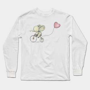 Cute Elephant riding his bike Long Sleeve T-Shirt